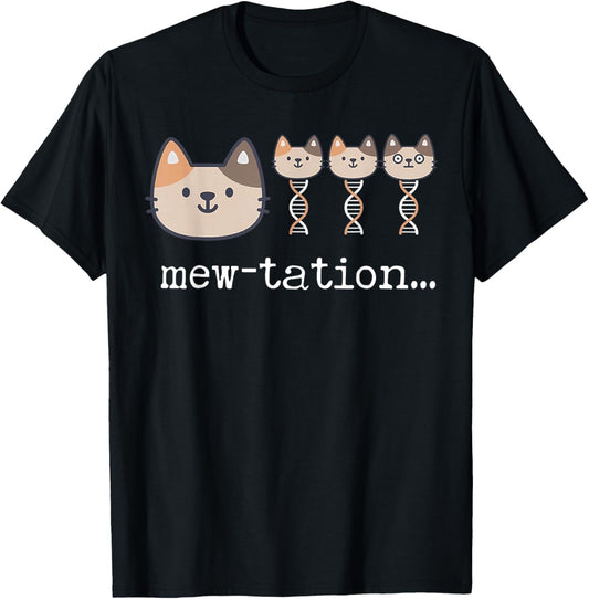 Mew-tation Funny Cat Science DNA Cells Biology Teacher T-Shirt