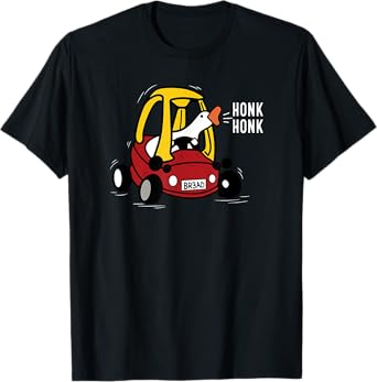 Silly Goose Driving Nostalgic Toy Car Honk Honk Funny Meme T-Shirt