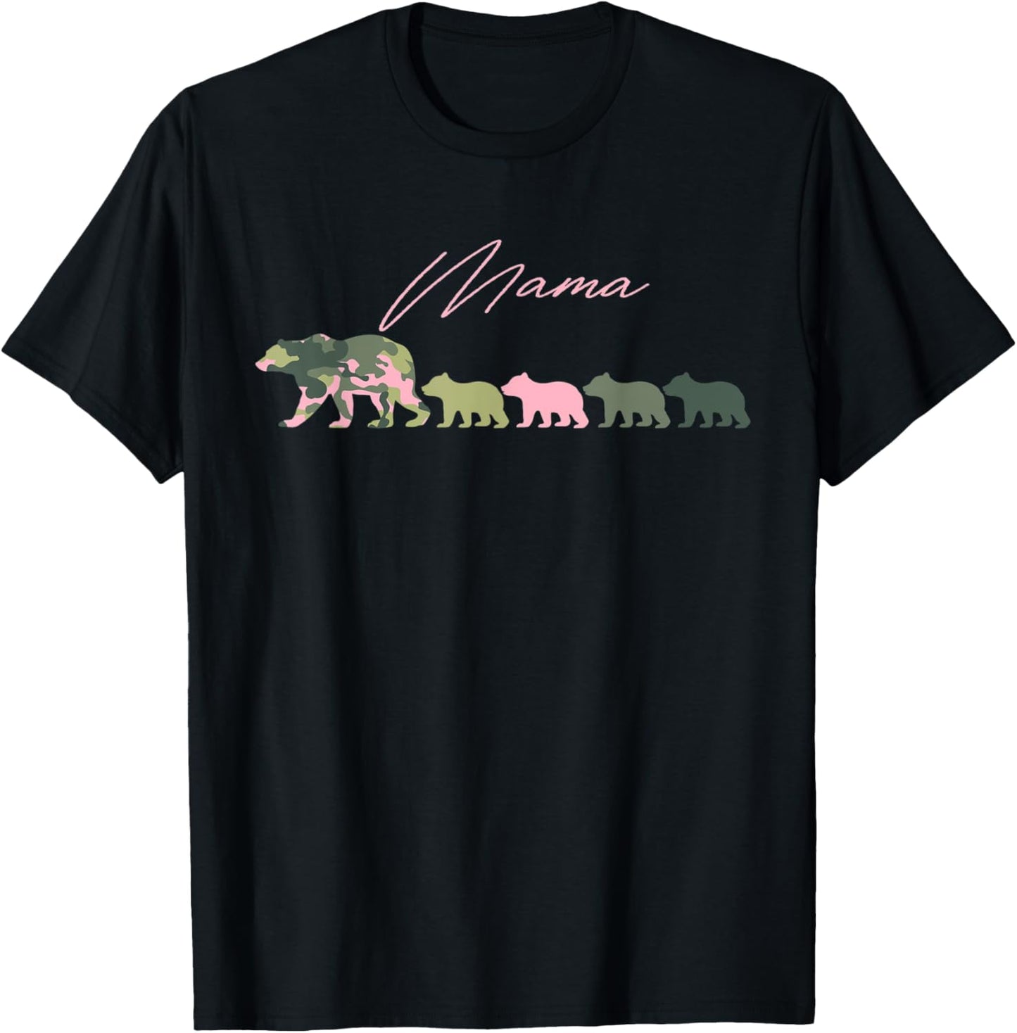Camo Mama Bear Shirt, Mama Bear and 4 Cubs, Mom of 4 T-Shirt