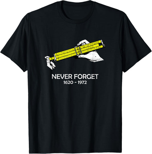 Slide Rule Never Forget 1620-1972 Retro Design T-Shirt