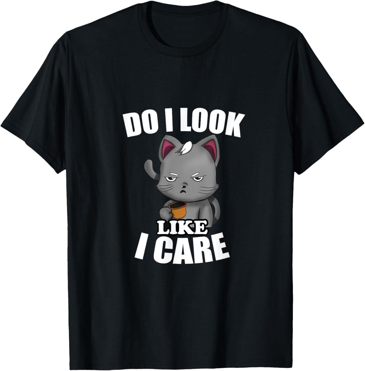 Do I Look Like I Care Cat-Themed T-Shirt - Black, Small