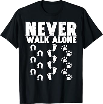 Walk Alone Horse Dog Footprint Animal Lover Women Girl T-Shirt