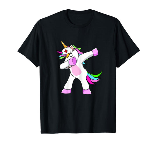 Dabbing Unicorn Nurse Girl Shirt Nursing Angel T-Shirt