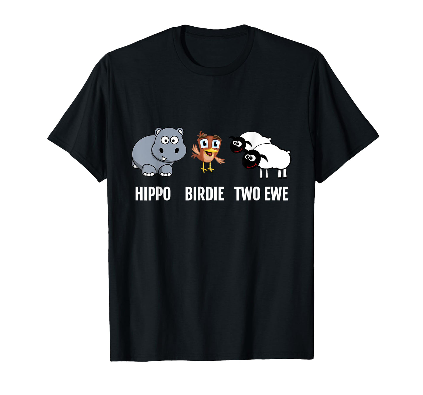 Funny Birthday Shirt Hippo Birdie Two Ewe pun T-shirt T-Shirt