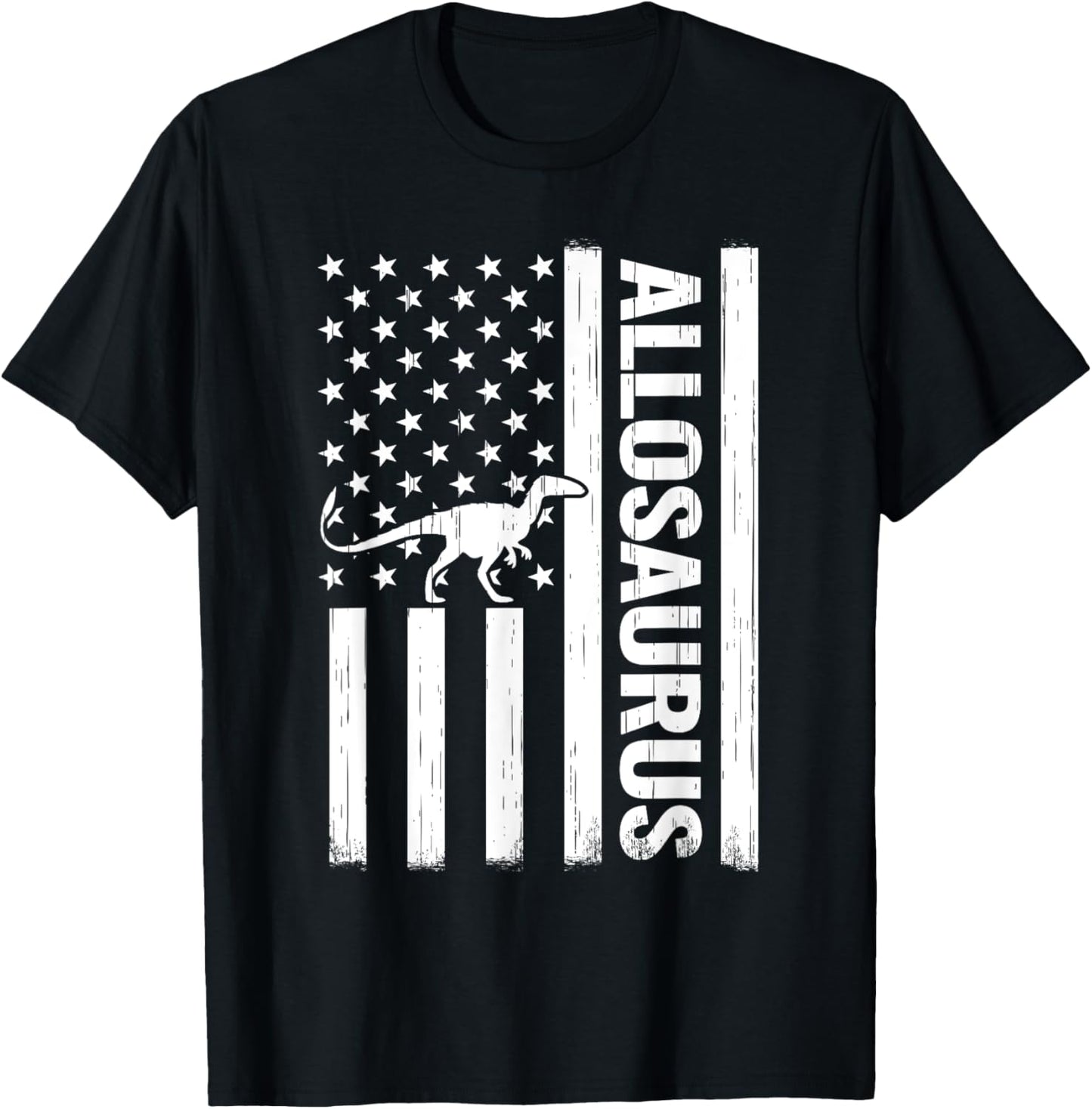 Paleontology USA Flag 4th of July women men allosaurus T-Shirt