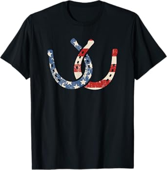 Horseshoe Flag July 4th Horseback Riding Horse Equestrian T-Shirt