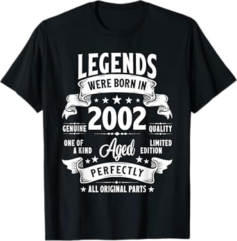 Vintage 2002 23 Year Old Gifts For Men Women 23rd Birthday T-Shirt