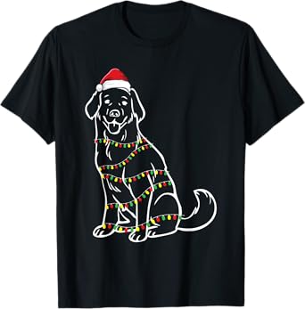 Golden Retriever Christmas Tree Lights X-Mas Cute Dog Puppy T-Shirt for Men Women Kids