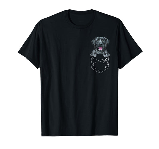 Dog In Pocket Black Labrador Retriever Funny Dog Lover Men Women Kids T-Shirt