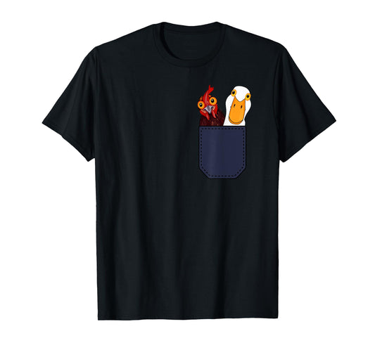 Cute Chicken and Duck in a Pocket. Chicken Farmers Animal T-Shirt