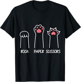 Rock Paper Scissors Hand Game Meme Animal Paw Cat T-Shirt for Men Women Girls Kids