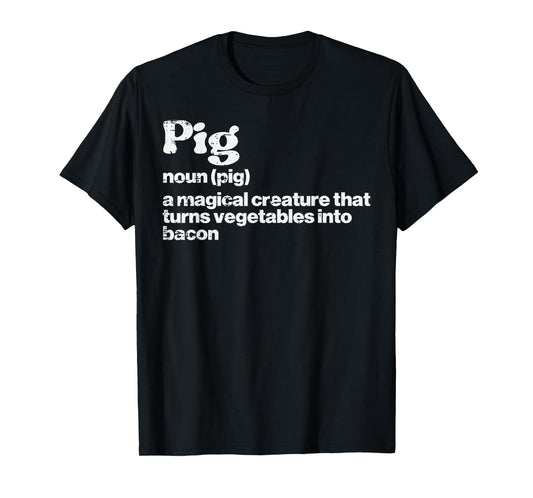 Pig Definition Bacon Funny Bbq Barbecue Grill Men Women Kids T-Shirt