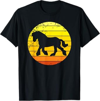 Shire Horse Draft Horses Coldblood Draught Retro T-Shirt