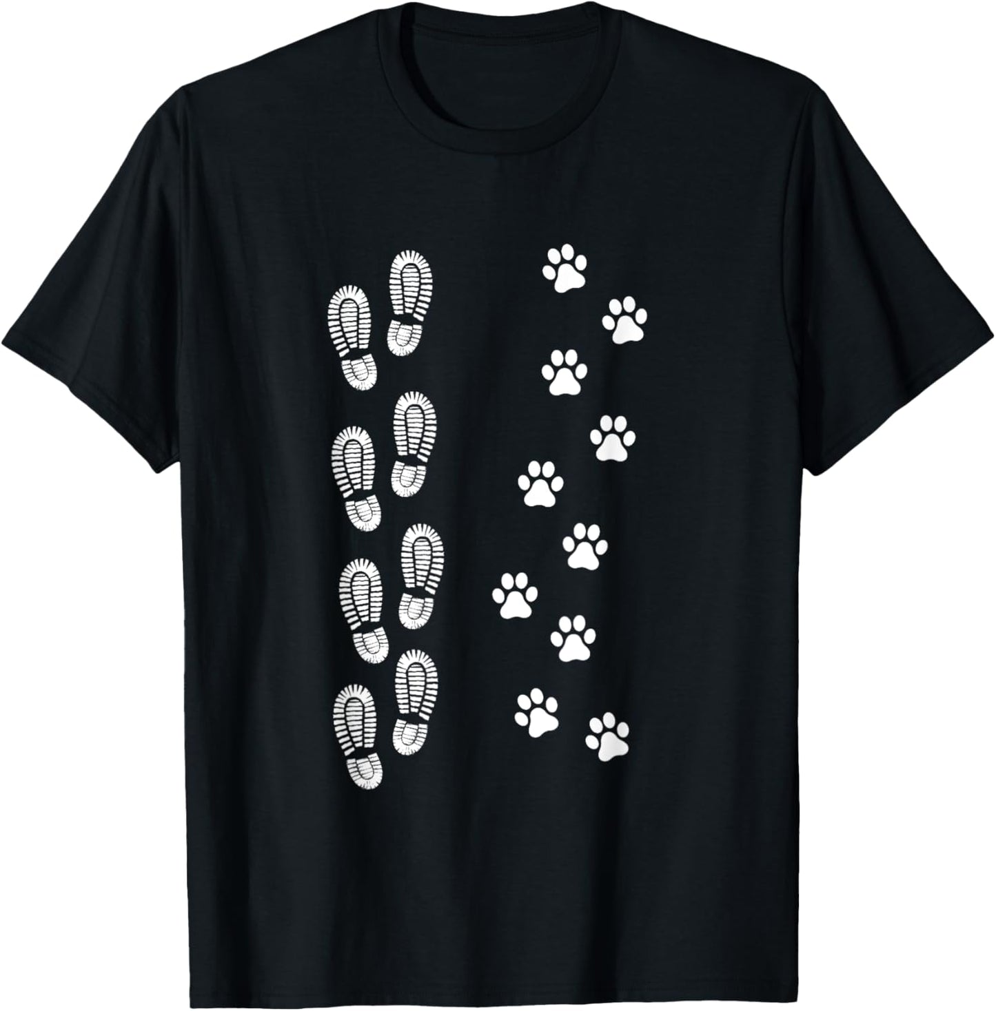Dog and Man Hiking Dog Hiker People that Hike With Dogs Paw T-Shirt