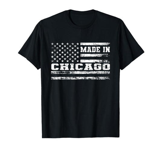 Made In Chicago Vintage US Flag T-Shirt