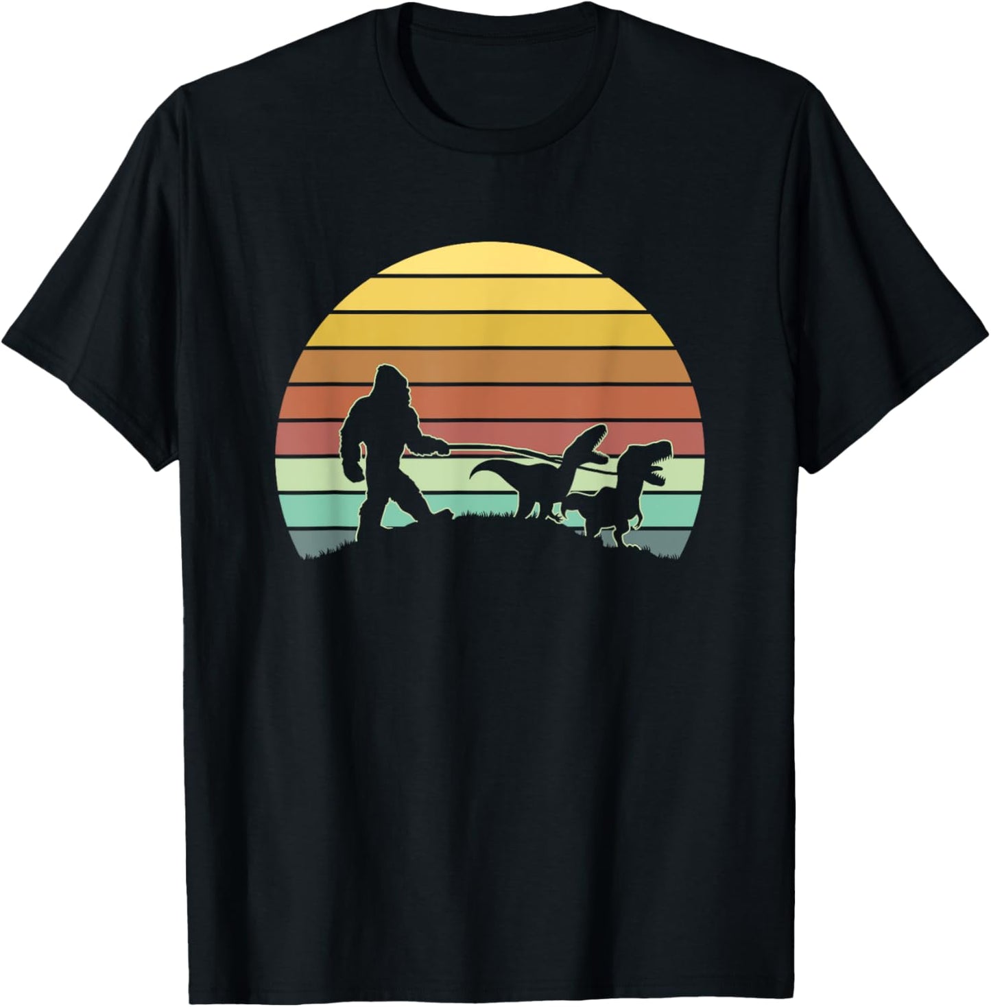 Funny Retro Sasquatch With Dinosaurs | Bigfoot T-Rex T-Shirt