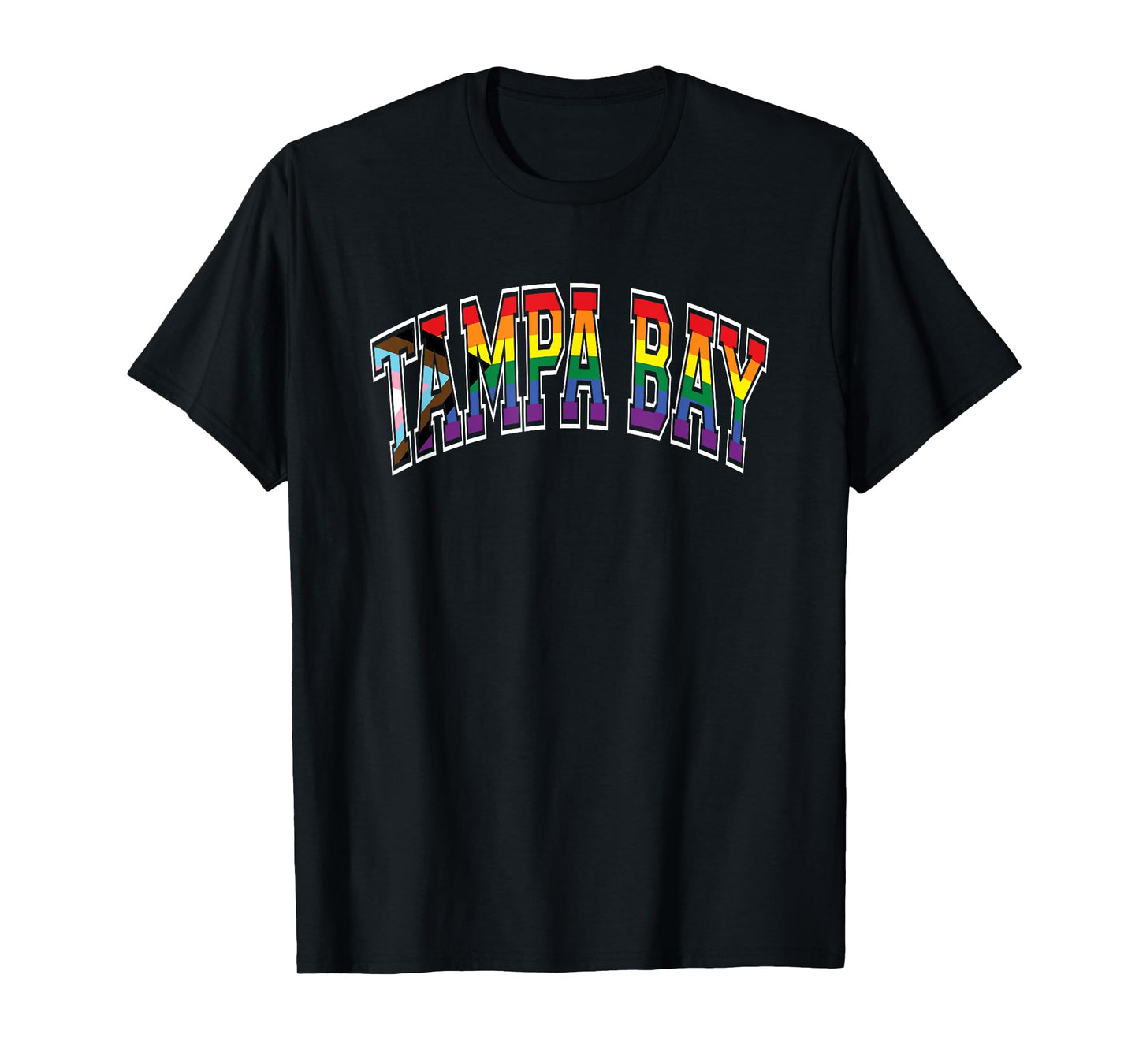 Tampa Bay Arched Text Progress Pride Pattern T-Shirt