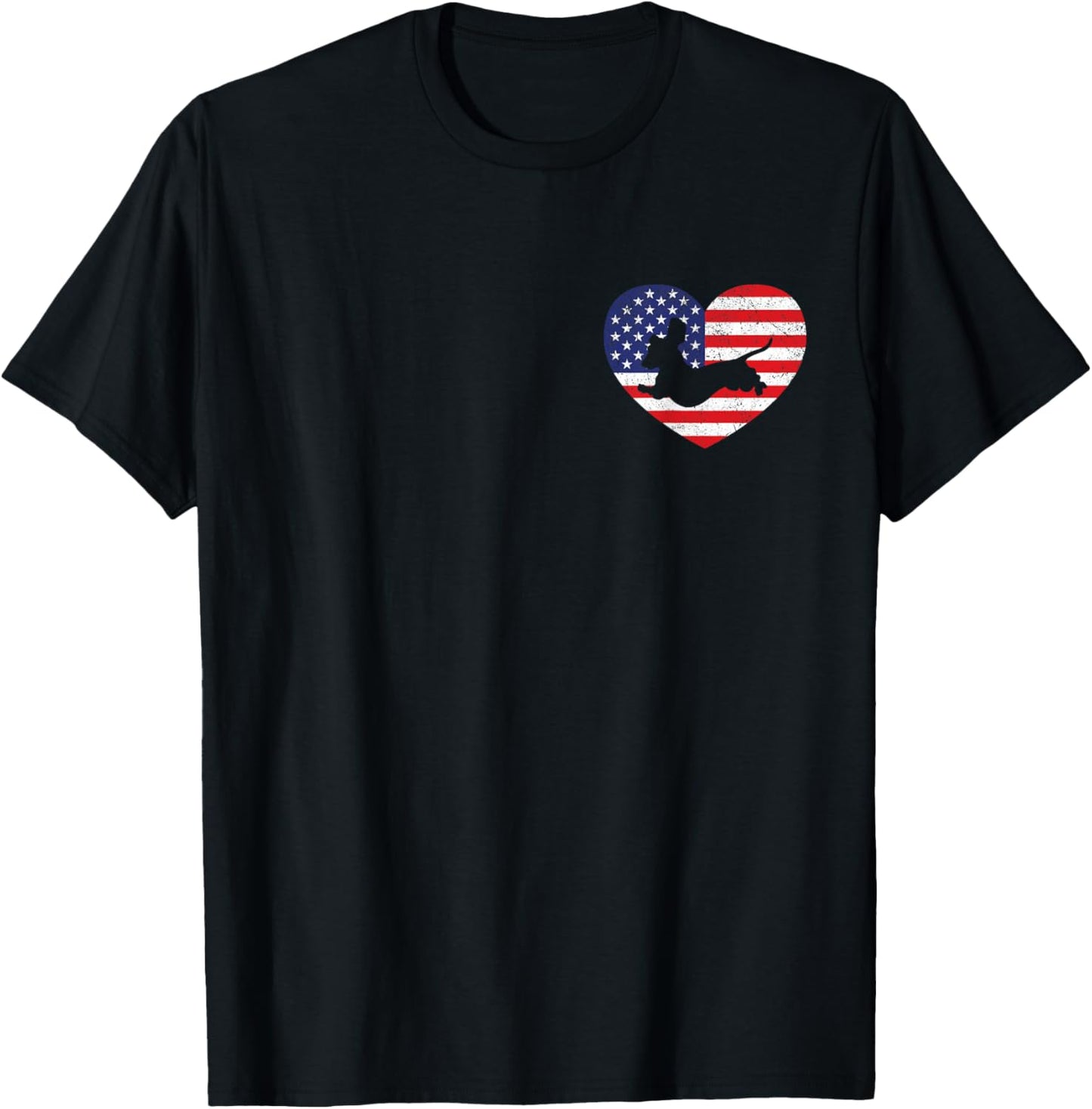 Dachshund July 4th Wiener Dog Lover Heart Chest USA Flag Tee T-Shirt