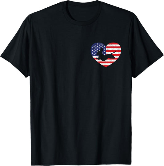 Dachshund July 4th Wiener Dog Lover Heart Chest USA Flag Tee T-Shirt