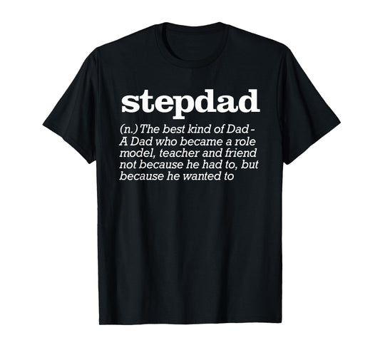 Funny Stepdad Gift Apparel - Men's Black Stepdad Definition T-Shirt - Small - Short Sleeve - Casual - Father's Day, Birthday