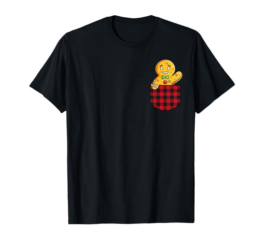 Gingerbread Man In Pocket Funny Christmas Cookie Boys Girls T-Shirt