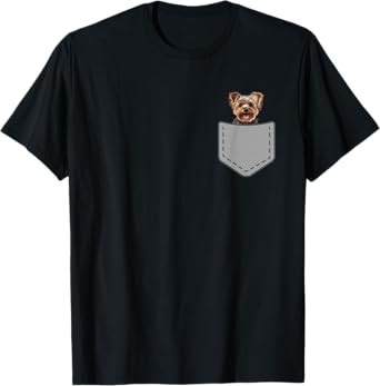 Funny Happy Yorkshire Terrier Puppy Dog In Your Pocket T-Shirt
