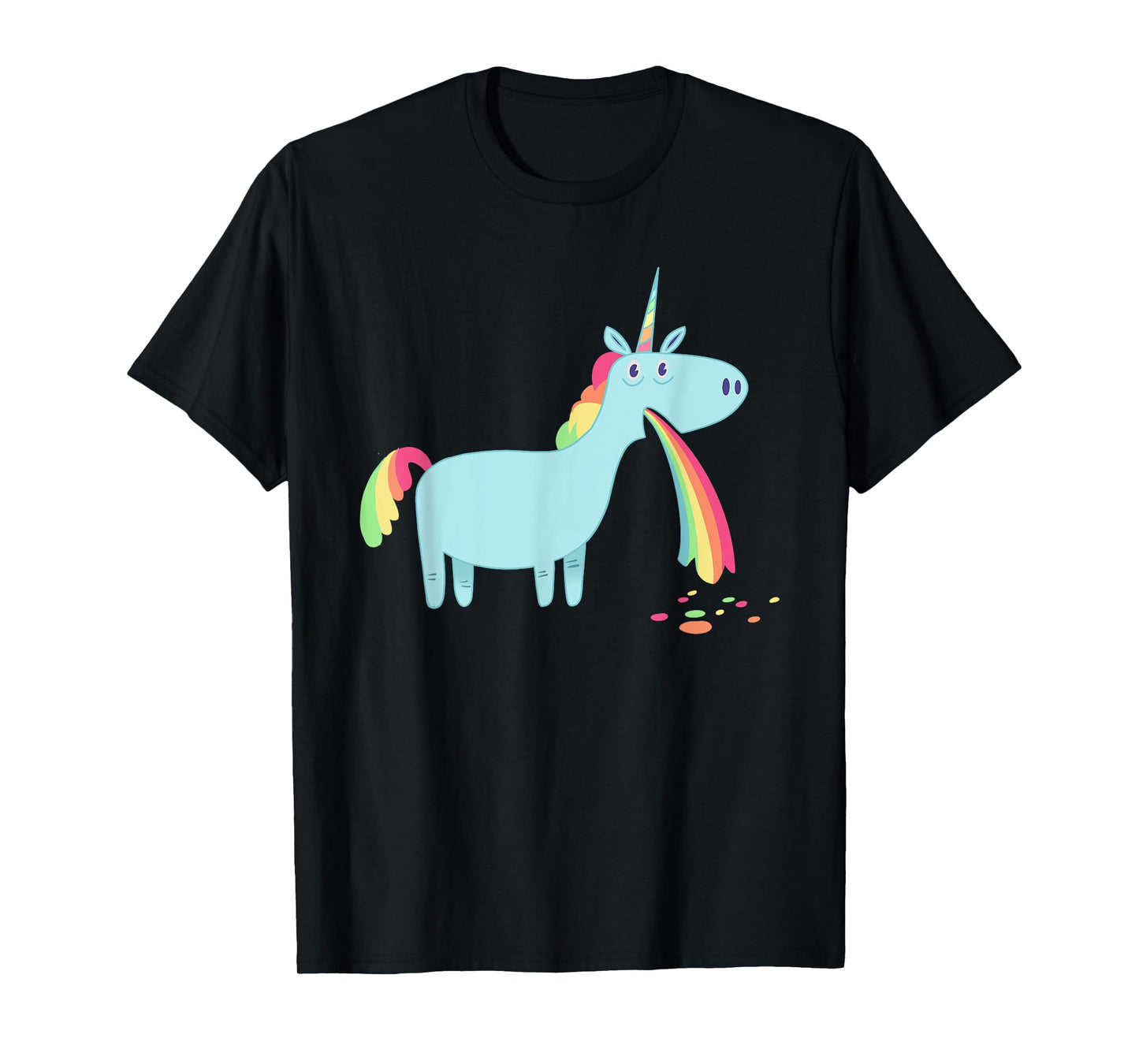 Unicorn vomiting rainbow spew graphic t-shirt T-Shirt