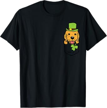 Irish Pocket Golden Retriever Saint Paddys St Patricks Day T-Shirt