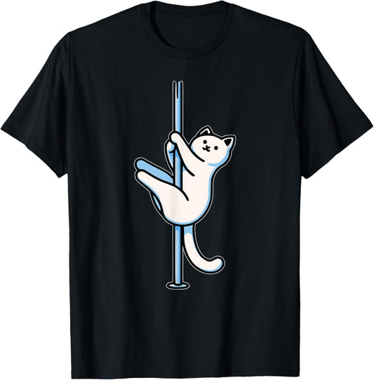 Funny Cat Pole Dancer Polecat Dancing Joke Cute Womens Mens T-Shirt