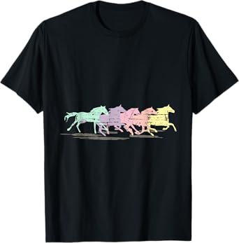 Horses Retro Running T Shirt Mustangs T-Shirt