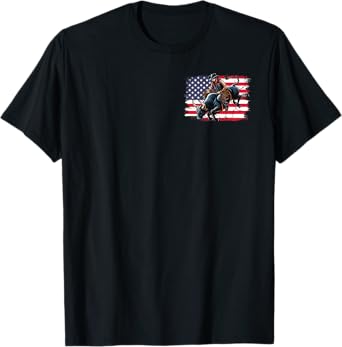 Patriotic Bull Riding Rodeo American Cowboys T-Shirt