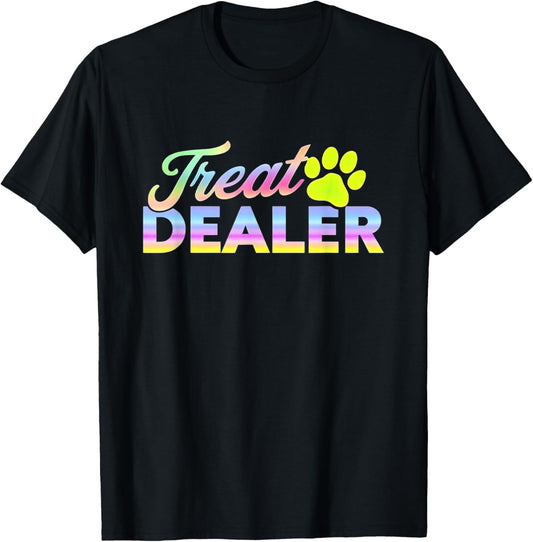 Unisex-Adults Dog Lovers Novelty T-Shirt Black Small Modern Animal Print Tie-Dye Straight Short Sleeve Everyday Casual Wear Cotton Blend Polyester