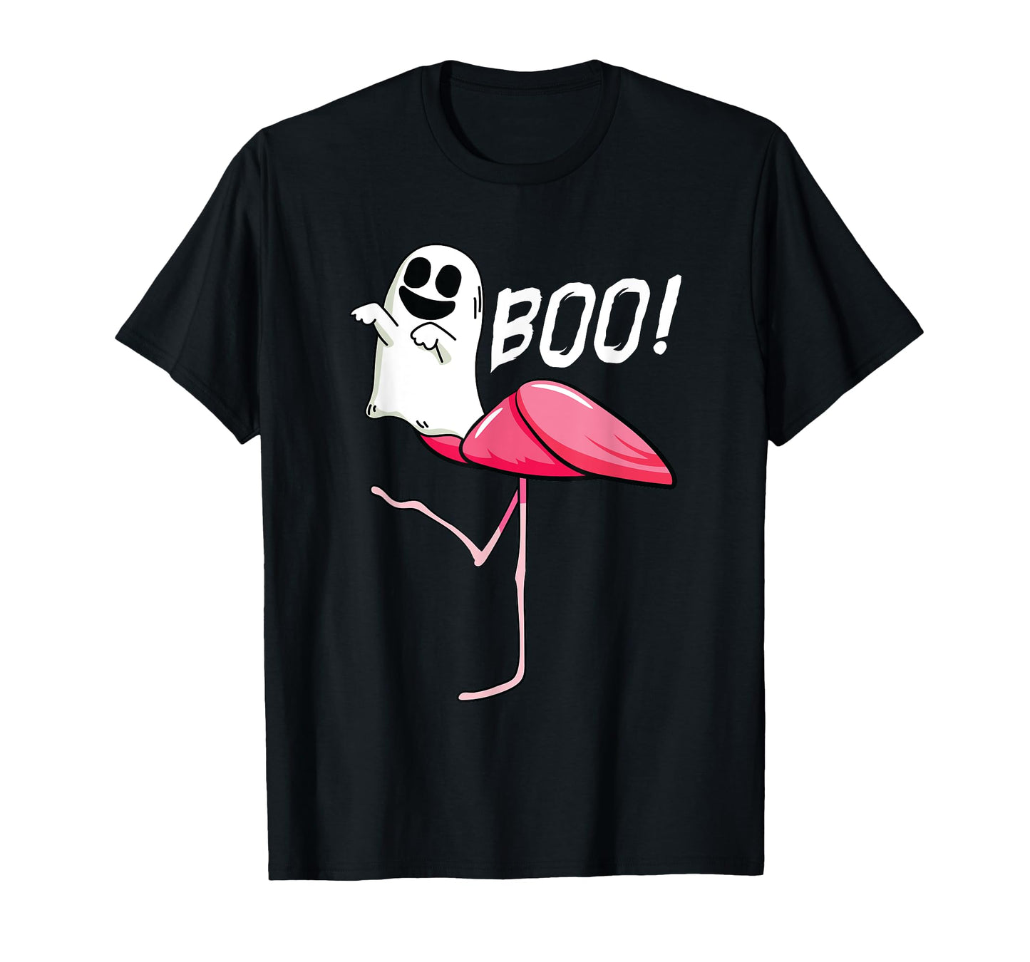 Boo Ghost Flamingo Lazy DIY Halloween Costume Funny Animal T-Shirt