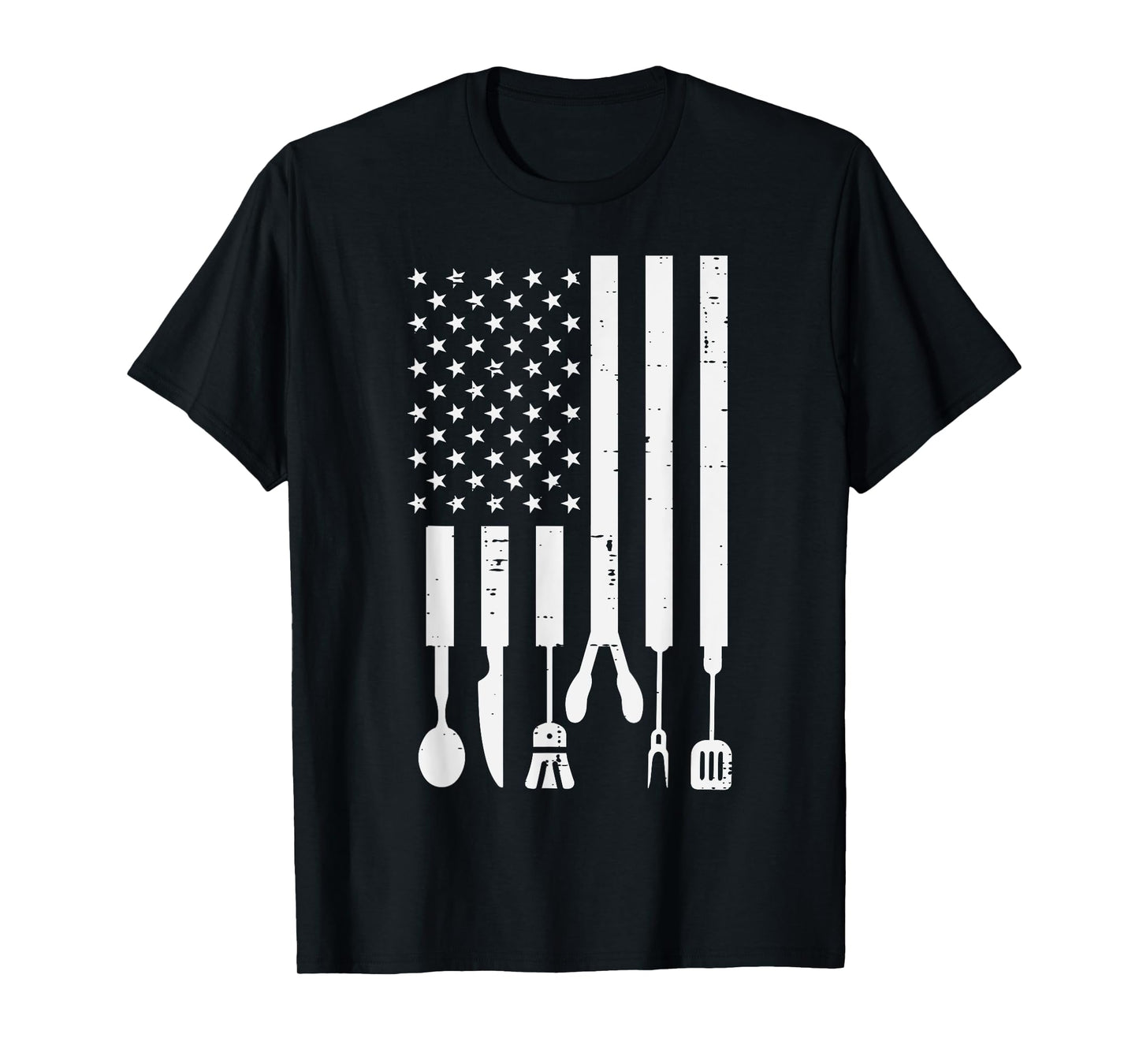 White US Flag Bbq Tools Vintage Grilling Smoking Patriotic T-Shirt