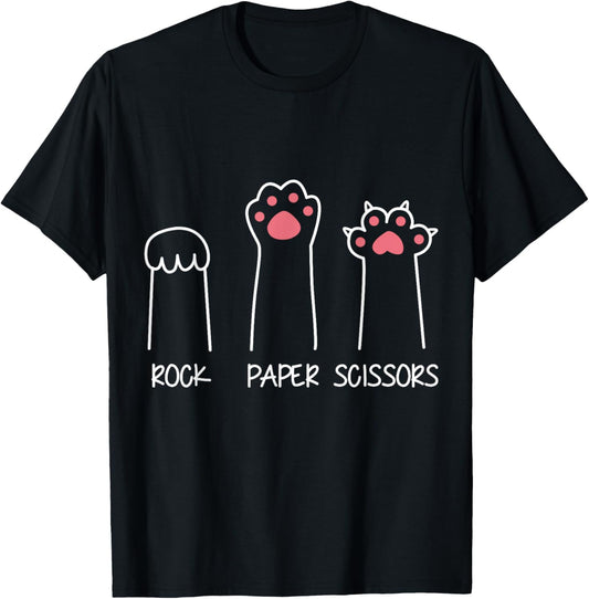 Rock Paper Scissors Hand Game Meme Animal Paw Cat T-Shirt