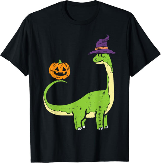 Brachiosaurus Witch Pumpkin Halloween Dinosaur Brontosaurus T-Shirt