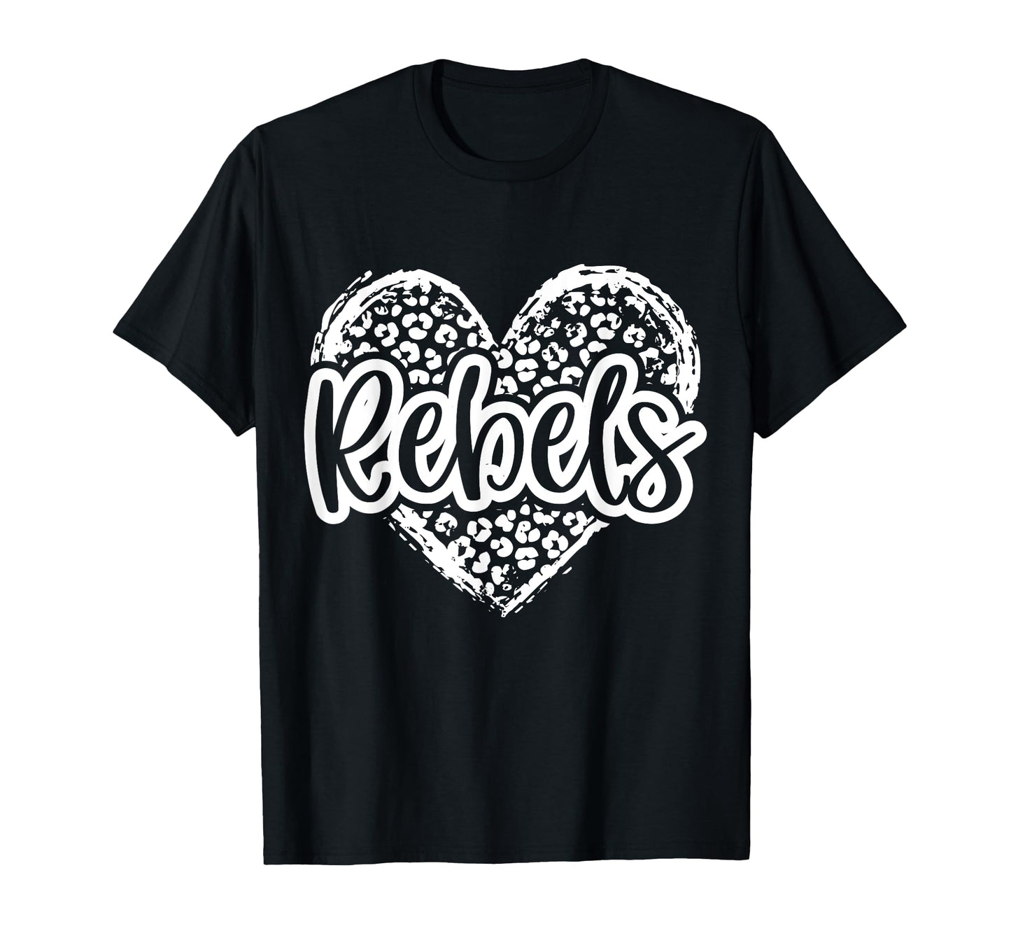 Leopard Cheetah Heart REBELS School Spirit Top Distressed T-Shirt