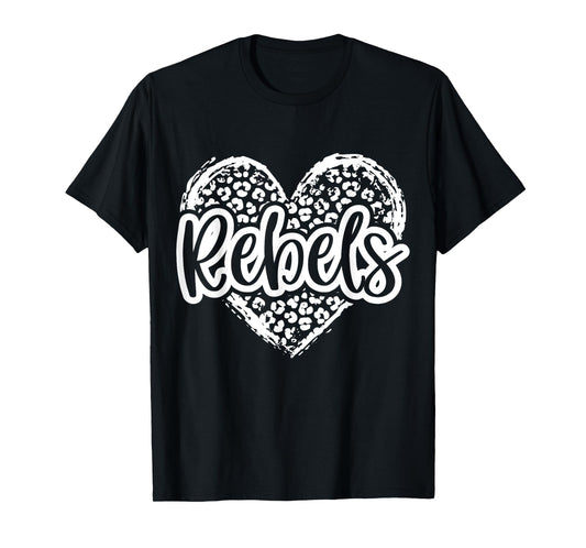 Leopard Cheetah Heart REBELS School Spirit Top Distressed T-Shirt