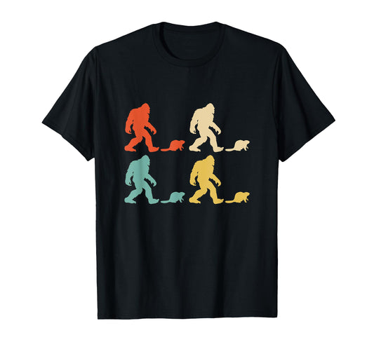 Retro Colors Bigfoot Beaver Gift Sasquatch Beaver T-Shirt