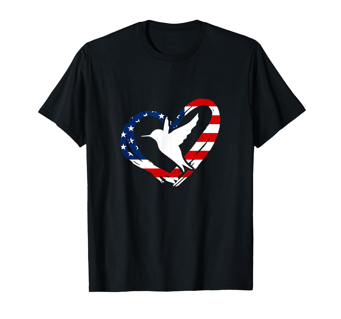 Hummingbird American Flag Heart USA 4th Of July T-Shirt