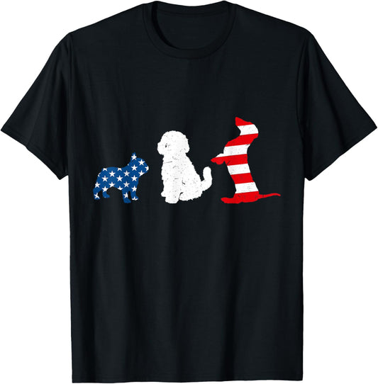 Patriotic Dachshund 4th of July Vintage USA Flag Wiener Dog T-Shirt