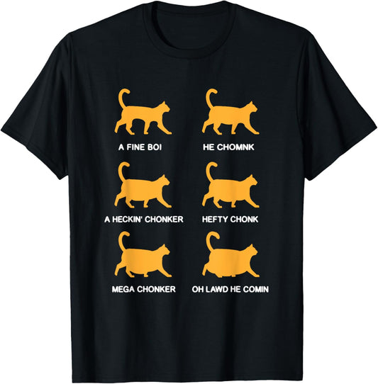 Chonk Chart Funny Cat Scale Meme Shirt Cat Dad Cat Mom T-Shirt