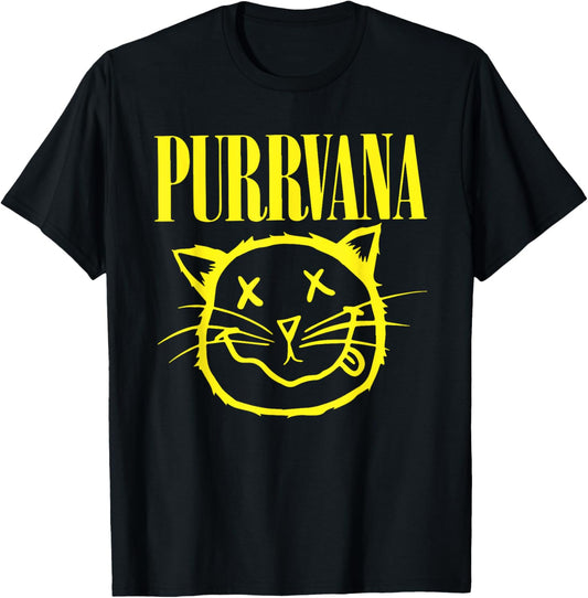 Unisex Adult Cat Lovers Black Cartoon Cat T-Shirt
