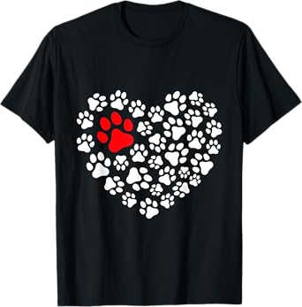 Paw Heart | Dog Paw Love Heart Print T-Shirt