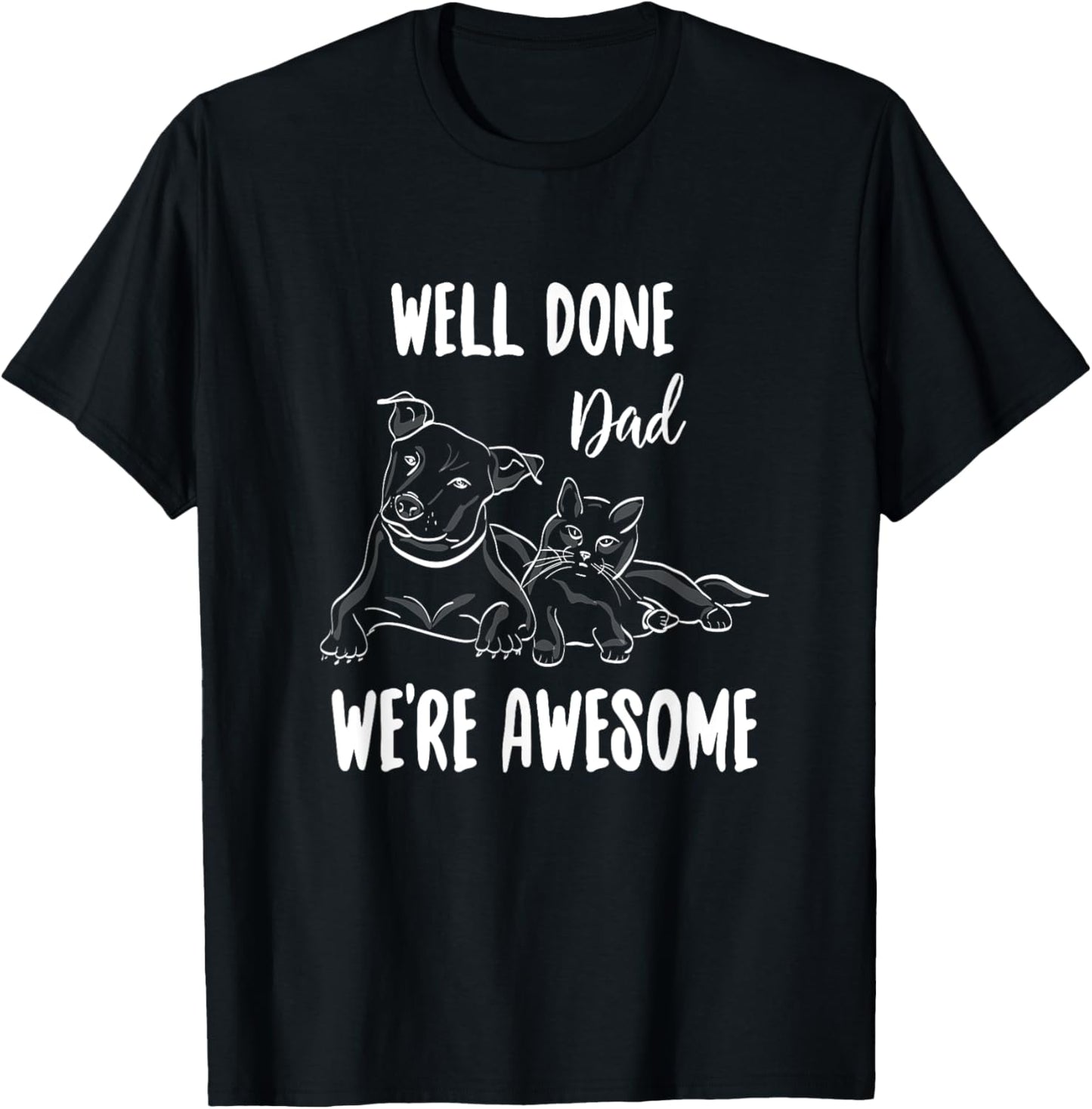Happy Fathers Day Gift from Dog and Cat T-shirt T-Shirt