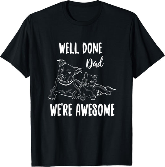 Happy Fathers Day Gift from Dog and Cat T-shirt T-Shirt