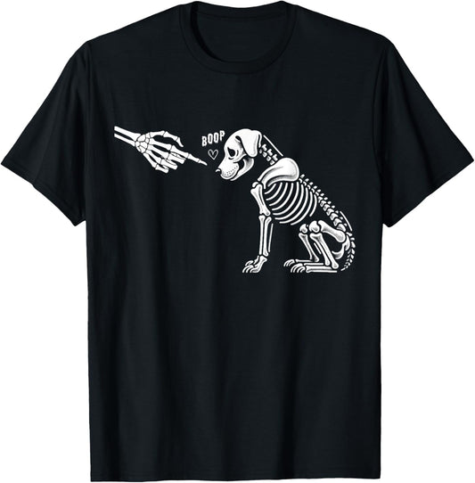 Halloween Spooky Boop Skeleton Hand Touches Dog Nose T-Shirt
