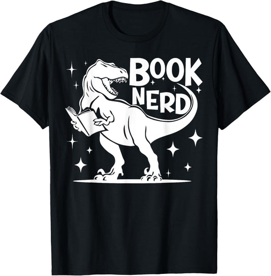 Book Nerd Geek Funny Reading Lovers T rex Dinosaur Bookworms T-Shirt