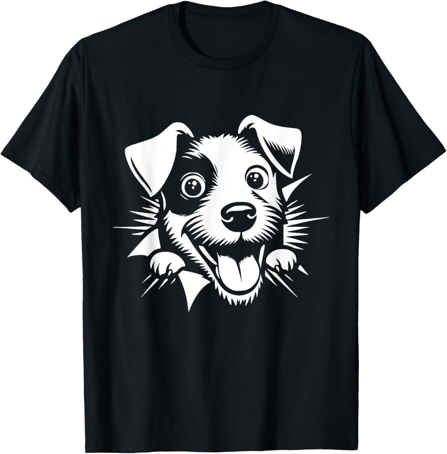 Funny Jack Russell Terrier Peeking Dog Graphic Design T-Shirt