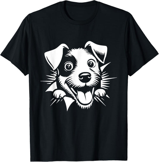 Funny Jack Russell Terrier Peeking Dog Graphic Design T-Shirt